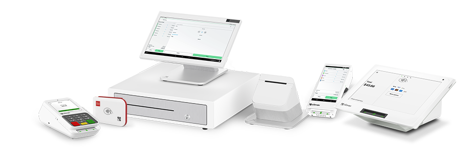 Product showcase. Collage of Clover POS devices.