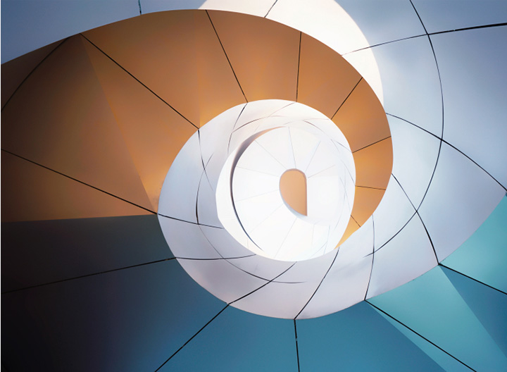 Decorative. Inside view of winding, patterned cylinder.